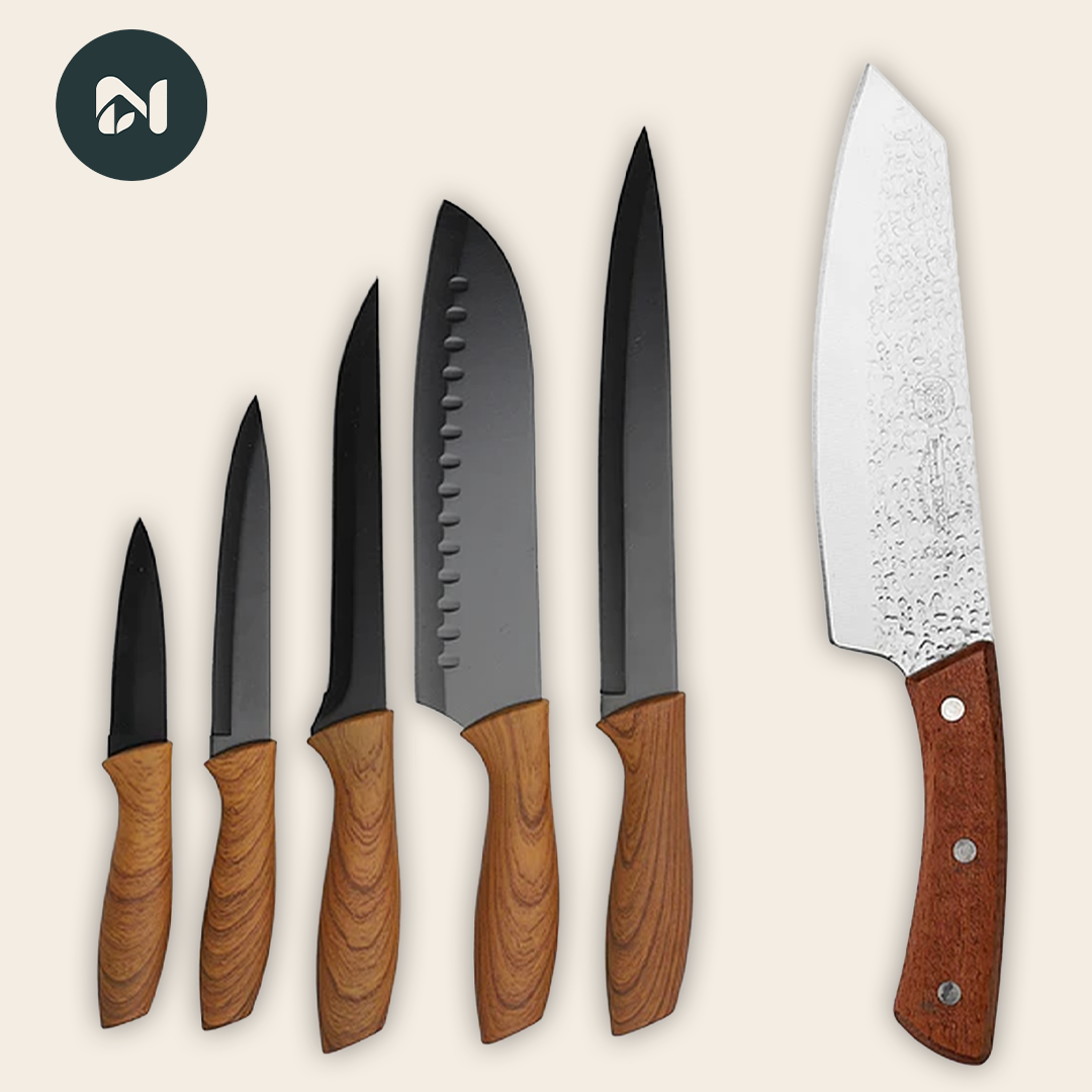 Set de 5 cuchillos de cocina de acero inoxidable