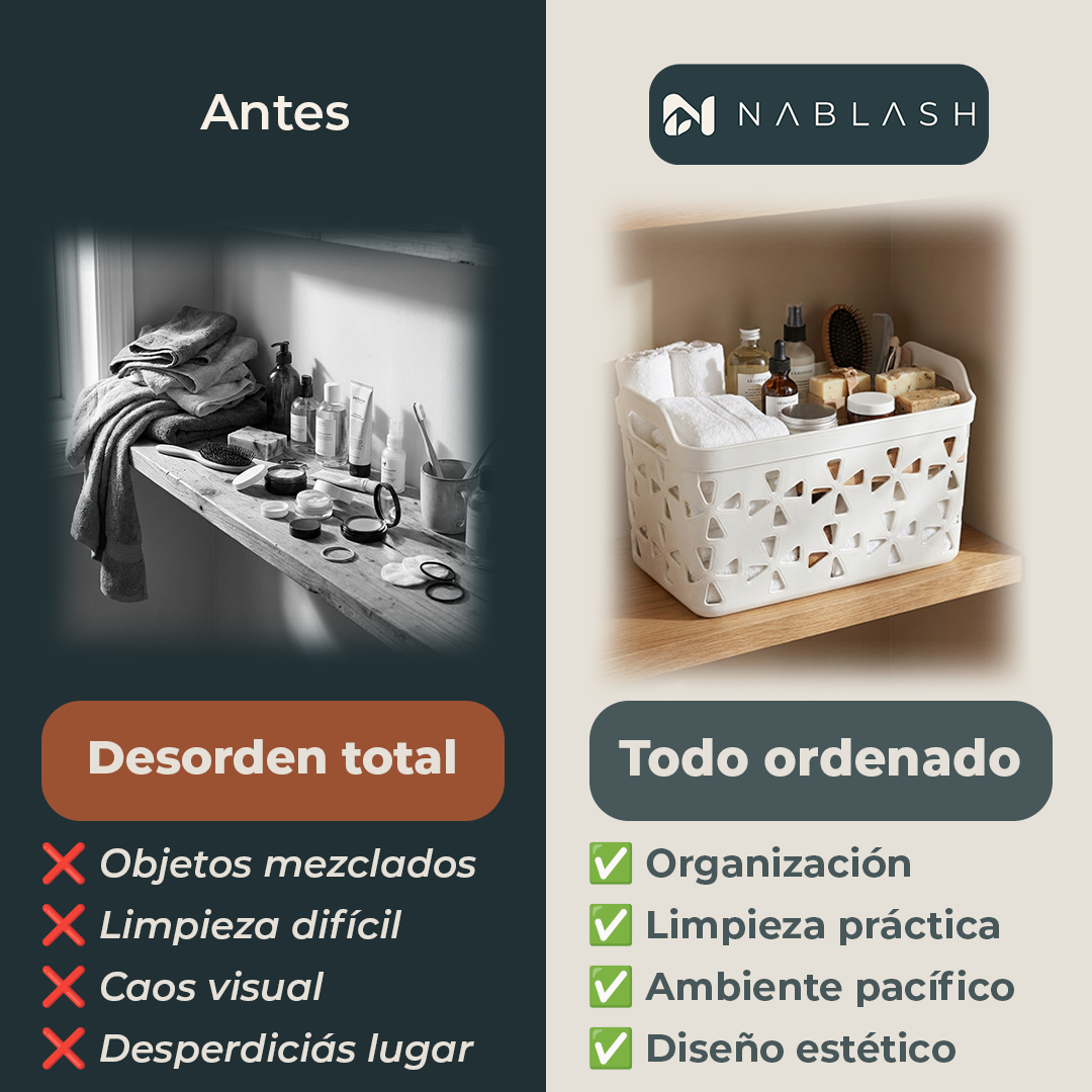 Canasto organizador multiuso con calado floral