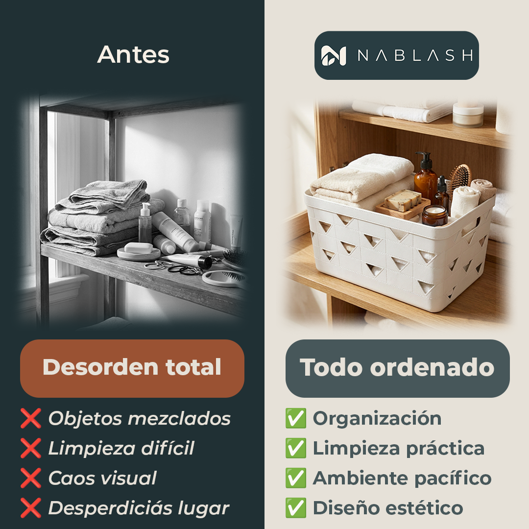 Canasto organizador con calado triangular