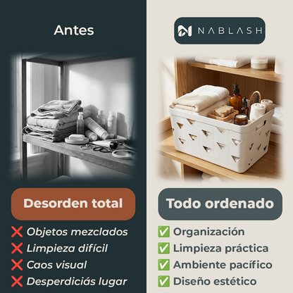 Canasto organizador con calado triangular