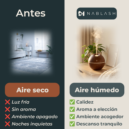 Humidificador difusor de aromas con luz LED
