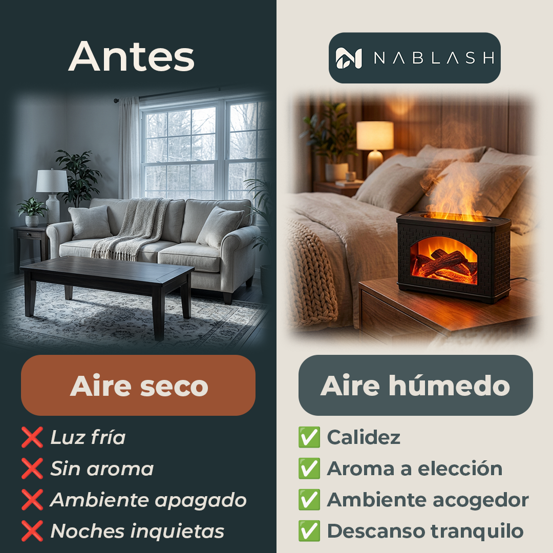 Humidificador efecto chimenea