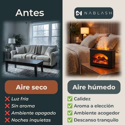 Humidificador efecto chimenea