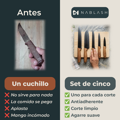 Set de 5 cuchillos de cocina de acero inoxidable