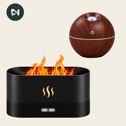 Humidificador con chimenea animada y efecto llama