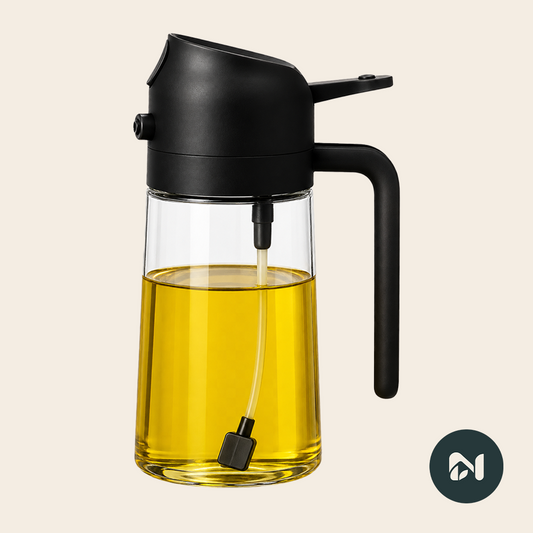 Aceitera de vidrio 2 en 1 rociadora y vertedora