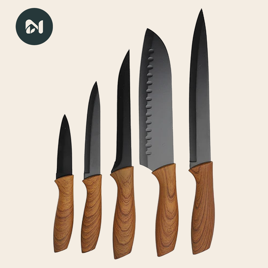 Set de 5 cuchillos de cocina de acero inoxidable
