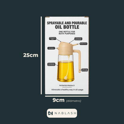 Aceitera de vidrio 2 en 1 rociadora y vertedora