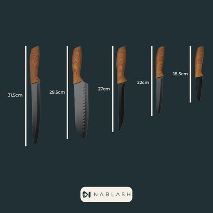 Set de 5 cuchillos de cocina de acero inoxidable