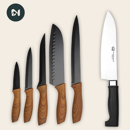 Set de 5 cuchillos de cocina de acero inoxidable