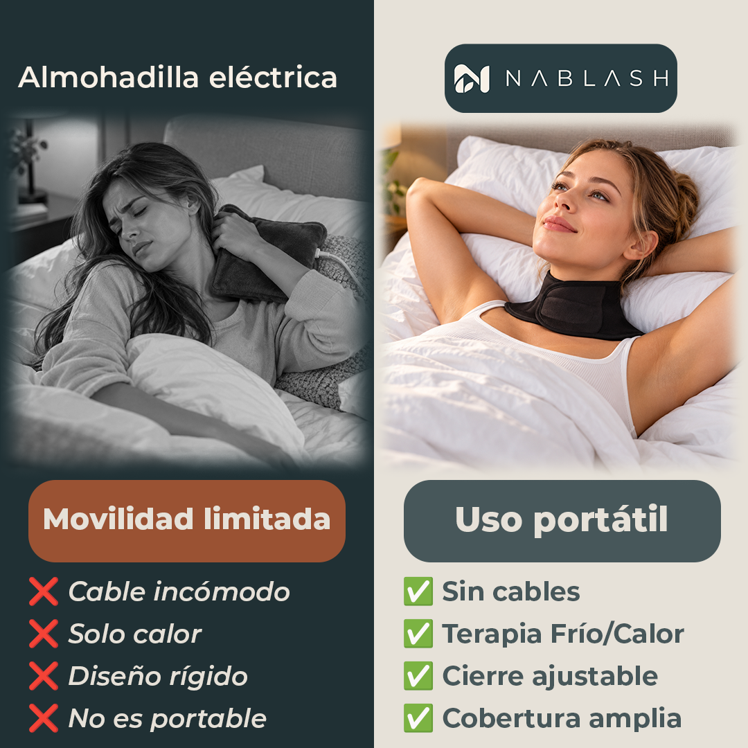 Comparativa con almohadilla eléctrica: sin cables, frío y calor, ajustable