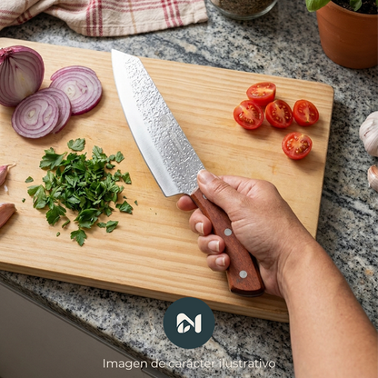 Cuchillo de chef de acero al carbono martillado