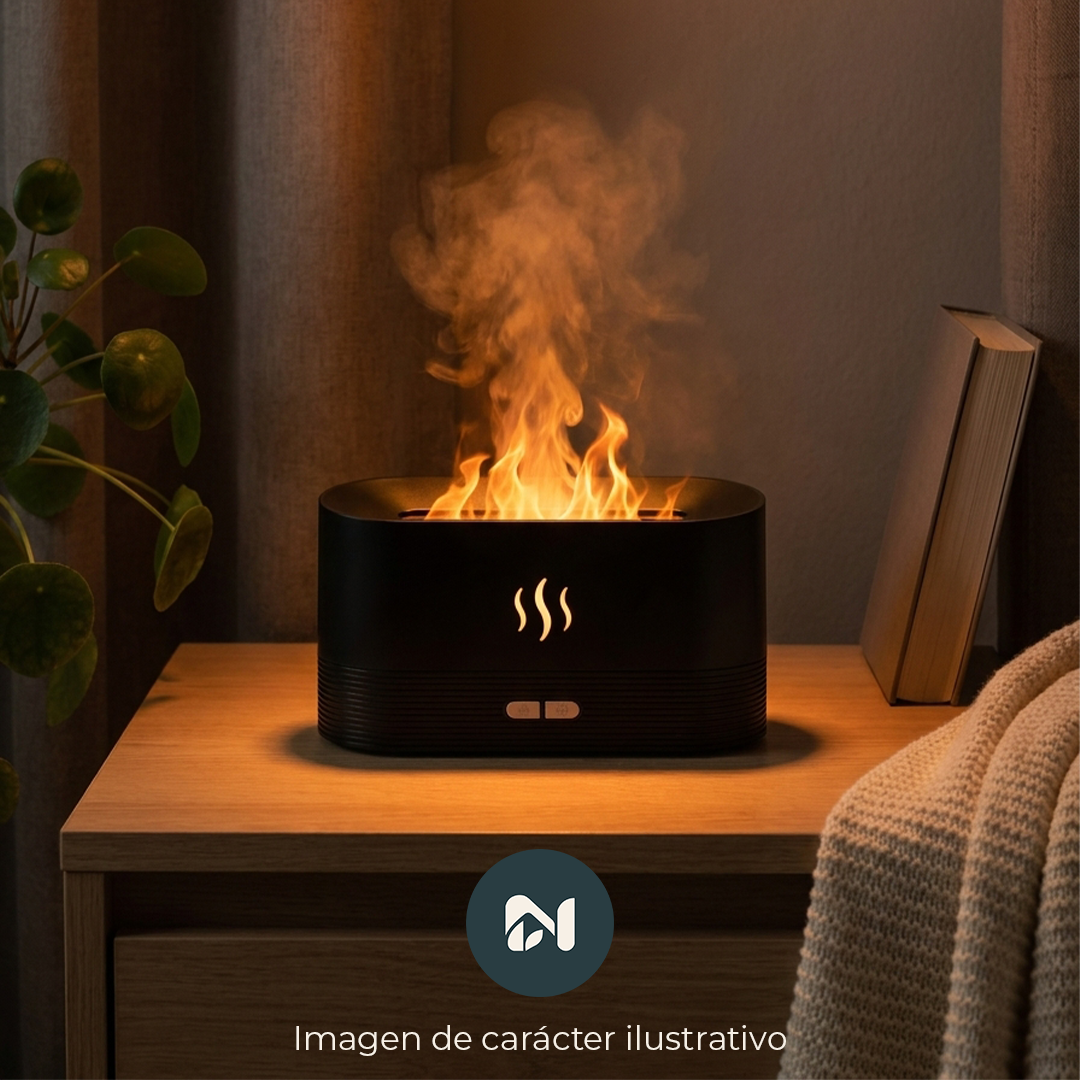 Humidificador con chimenea animada y efecto llama