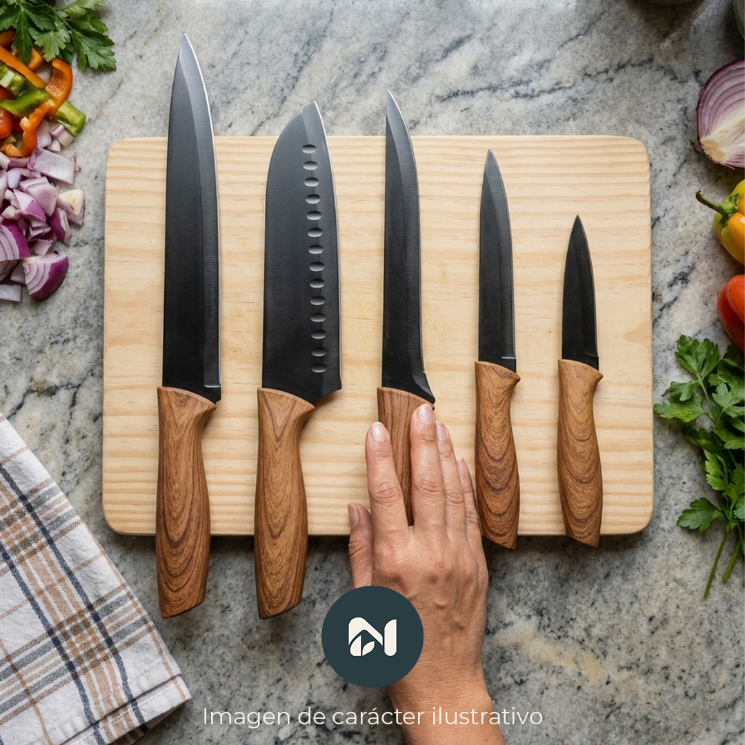 Set de 5 cuchillos de cocina de acero inoxidable
