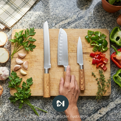Set de 3 cuchillos de cocina con mango de palisandro