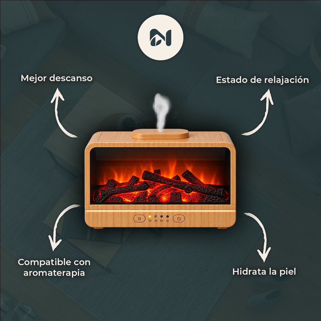 Difusor Humidificador con Efecto Chimenea - funciones