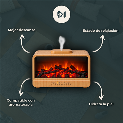 Difusor Humidificador con Efecto Chimenea - funciones