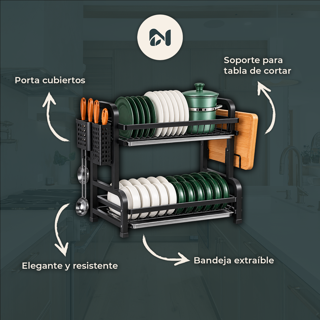 Escurridor de Platos 2 Niveles - funciones