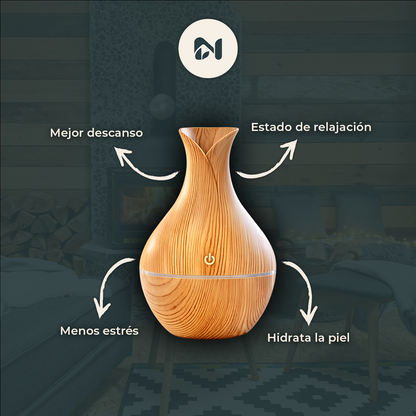 Humidificador Difusor Aromático Florero de Madera - beneficios