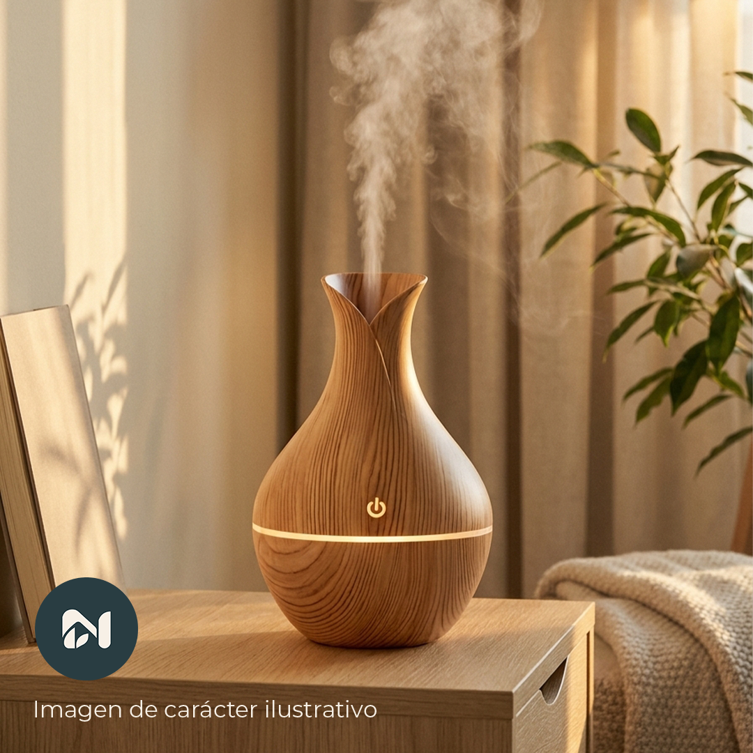 Humidificador Difusor Aromático Florero de Madera - ambiente