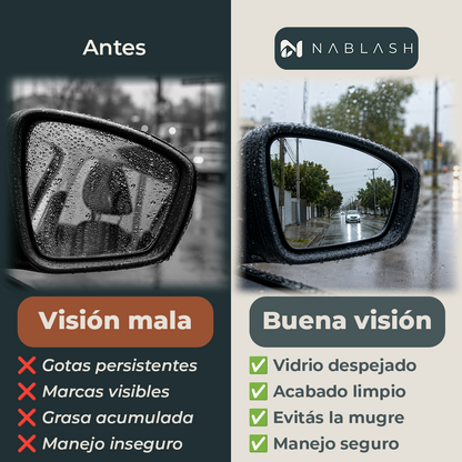 Limpiador de Parabrisas Antiempañante con Gatillo - antes y después