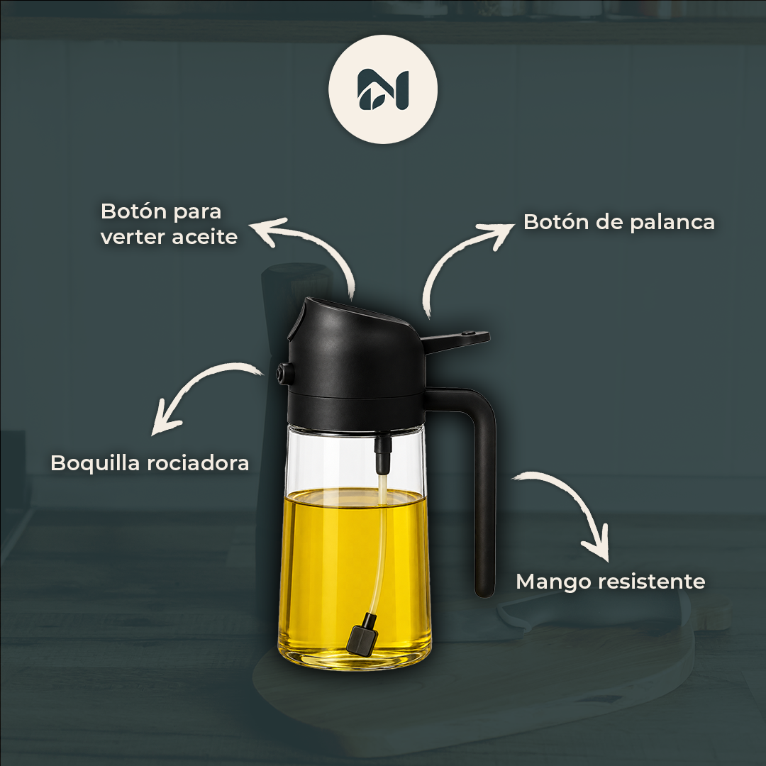Dispensador de Aceite Rociador y Vertedor - funciones