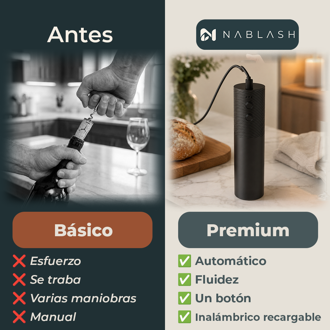 Sacacorchos Eléctrico Automático II - antes y después