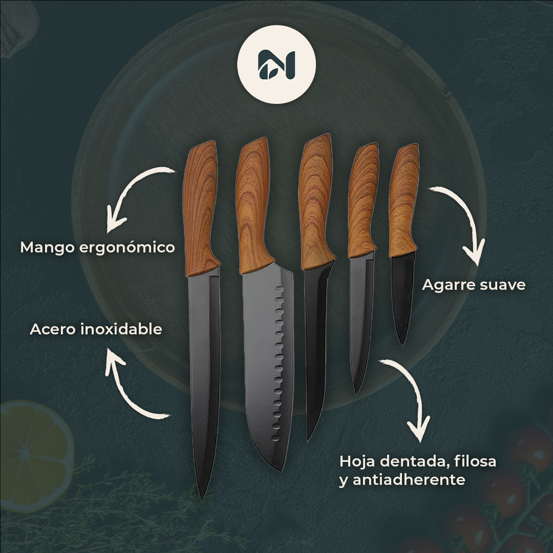 Set de 5 Cuchillos de Cocina - detalles